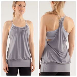 Lululemon No Limits Tank Top Size 4 Fossil/Wee Stripe White Fossil